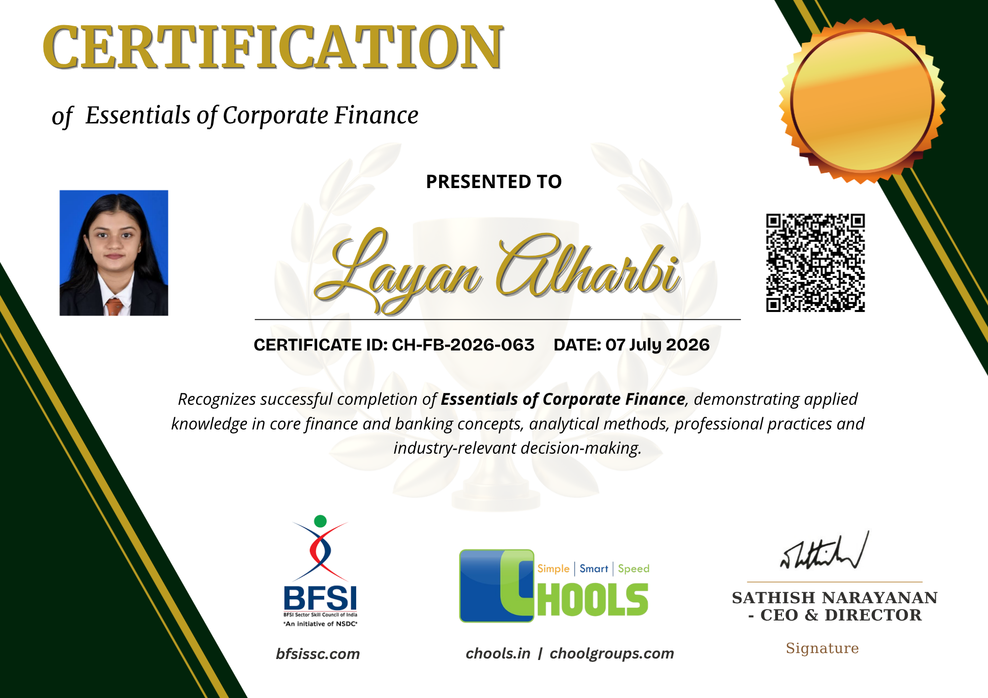 Essentials of Corporate Finance Certificate